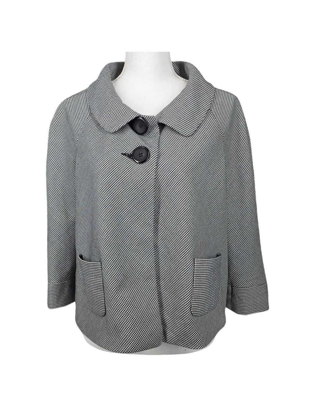 ALLISON TAYLOR WOMEN’S JACKET – SIZE 8 – GRAY TEXTURED 2-BUTTON – 3/4 SLEEVES